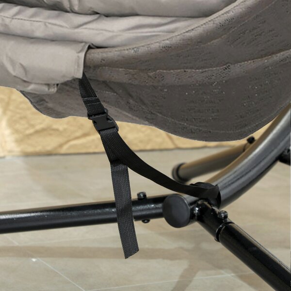 Outsunny Sedia a dondolo da giardino Sedia a cestino, Stile boho, 116 x 125 x 172 cm, Sabbia + Nero