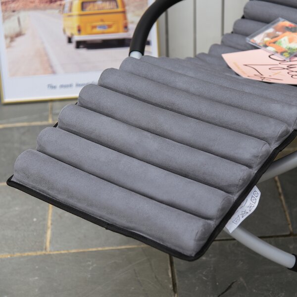 Outsunny Sedia a Dondolo ergonomica 2 In 1 Sdraio da Giardino Sedia a Dondolo in Metallo Texteline a Forma di Sfera Grigio Scuro 145 x 74 x 86 cm