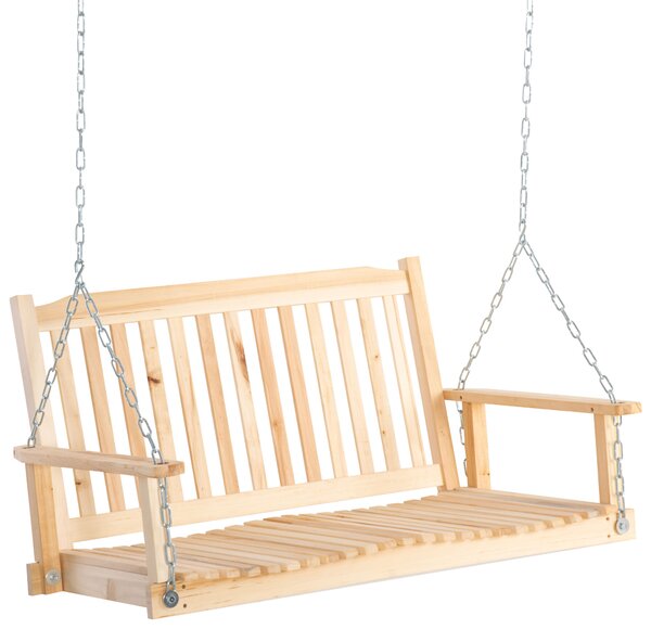 Outsunny Dondolo da Giardino per 2 Persone Panca Dondolo in Legno Massiccio Patio Terrazza Cortile Naturale 117 x 69 x 60 cm