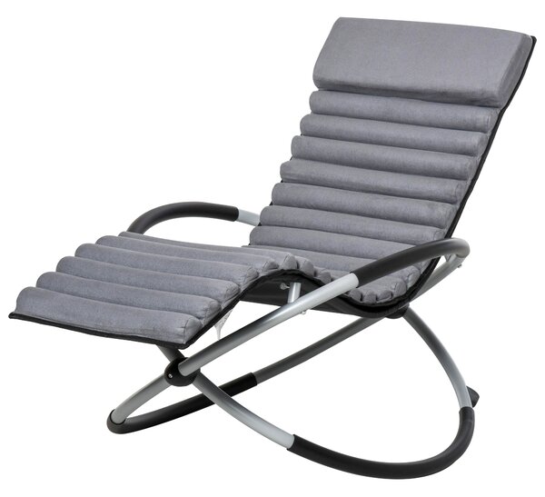 Outsunny Sedia a Dondolo ergonomica 2 In 1 Sdraio da Giardino Sedia a Dondolo in Metallo Texteline a Forma di Sfera Grigio Scuro 145 x 74 x 86 cm
