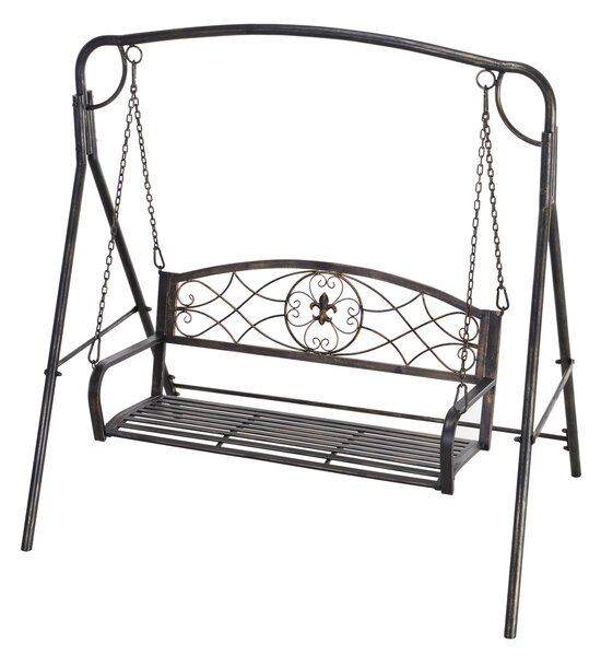 Outsunny Panca a Dondolo da Giardino per Esterno, Design Vintage, Finish Ottone, 167 cm x 123 cm x 175 cm