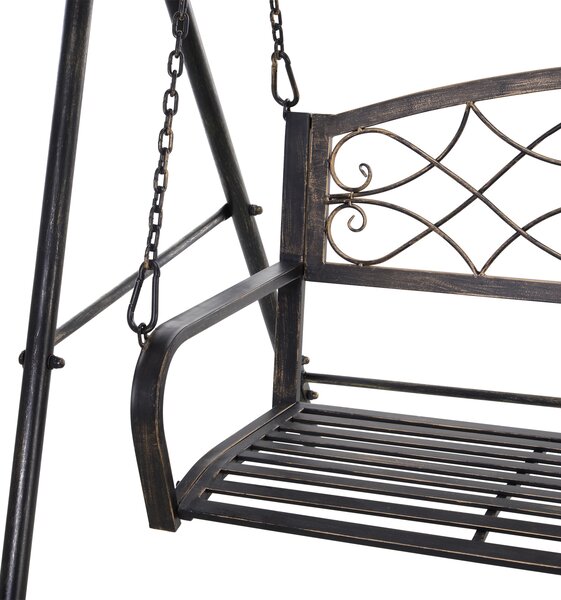 Outsunny Panca a Dondolo da Giardino per Esterno, Design Vintage, Finish Ottone, 167 cm x 123 cm x 175 cm