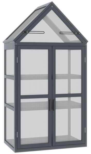Outsunny Serra da giardino a 3 Ripiani con 2 aperture e 2 porte chiudibili per Orto Piante, 70,5 x 42 x 132 cm, Naturale | Aosom Italy