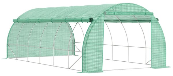 Outsunny Foliengewächshaus Polytunnel 6 x 3 x 2 m serra calpestabile con coperture arrotolabili Folientunnel Serra Protezione UV Telaio in acciaio zincato Verde