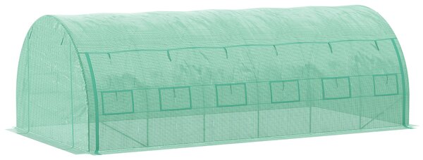 Outsunny Foliengewächshaus Polytunnel 6 x 3 x 2 m serra calpestabile con coperture arrotolabili Folientunnel Serra Protezione UV Telaio in acciaio zincato Verde