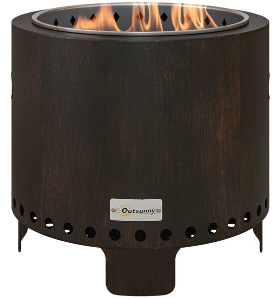 Outsunny Vasca da Fuoco, Focolare, Focolare, resistente alle intemperie, 45 x 45 x 42 cm, Nero + Bronzo