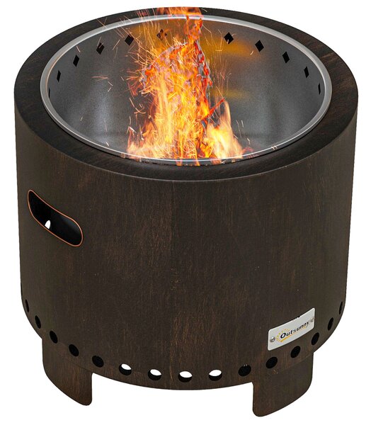 Outsunny Vasca da Fuoco, Focolare, Focolare, resistente alle intemperie, 45 x 45 x 42 cm, Nero + Bronzo