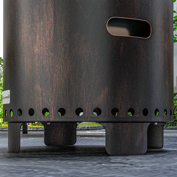 Outsunny Vasca da Fuoco, Focolare, Focolare, resistente alle intemperie, 45 x 45 x 42 cm, Nero + Bronzo