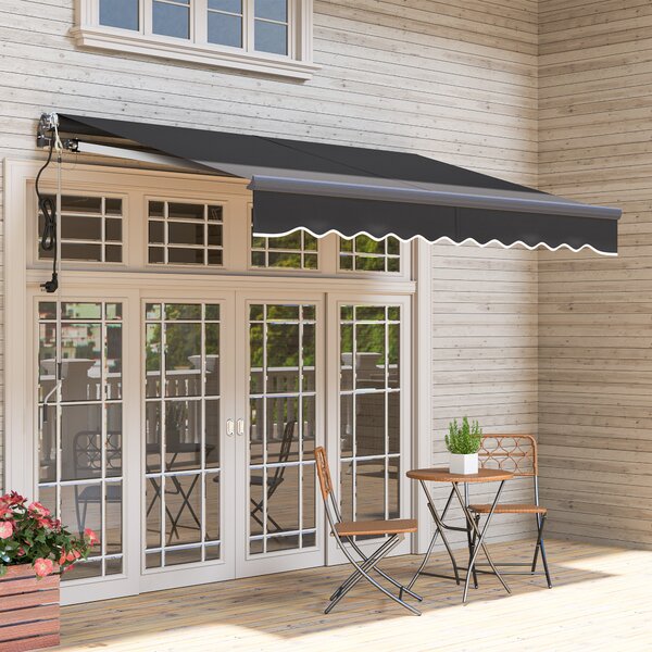 Outsunny Tendalino a bracci estensibili elettrico con manovella regolabile in altezza 300 cm di larghezza Grigio scuro
