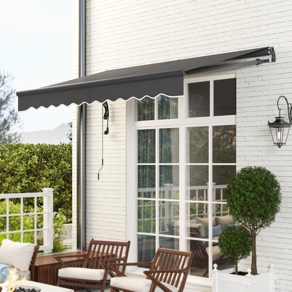 Outsunny Tendalino a bracci estensibili elettrico con manovella regolabile in altezza 300 cm di larghezza Grigio scuro