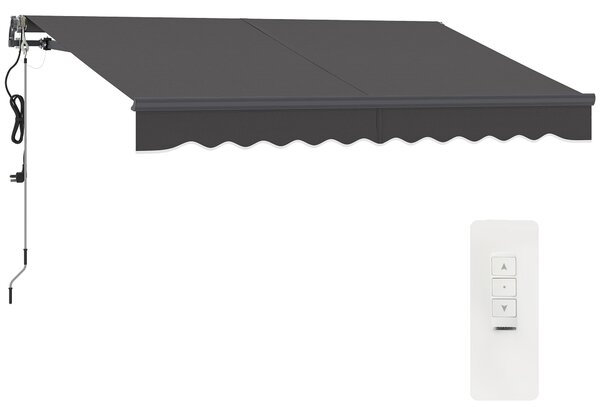 Outsunny Tendalino a bracci estensibili elettrico con manovella regolabile in altezza 300 cm di larghezza Grigio scuro