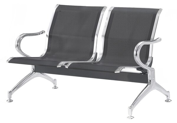 Panca di attesa INDOOR 2 posti in acciaio microforato grigio Dimensioni 123x68 h78 cm Peso kg 21 in acciaio microforato con trattamento antiruggine colore Nero