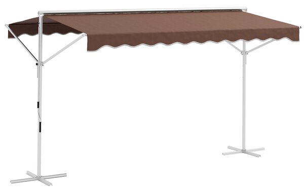 Outsunny Gazebo Autoportante, Inclinabile, Manovella, Struttura in Metallo, resistente alle intemperie, 4x3m, Caffè