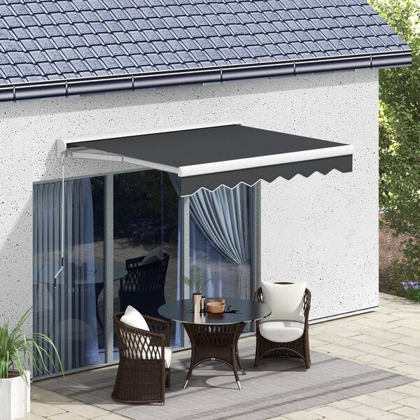 Outsunny Tendalino, elettrico/manuale estensibile, Cassonetto Semicoperto, Telecomando, Telaio in Alluminio, 2,5 x 2 m, Grigio
