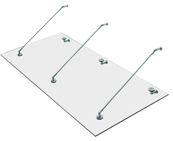 HOMCOM Pensilina in Vetro per Porta d'Ingresso in Acciaio Inossidabile e Vetro Temperato, 200x90 cm, Trasparente | Aosom Italy