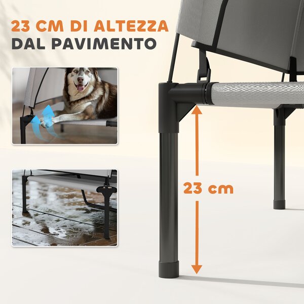 PawHut Lettino per Cani con Copertura a 3 Lati Rimovibile, in Poliestere e Acciaio, 122x92x94 cm, Grigio Chiaro e Nero | Aosom Italy
