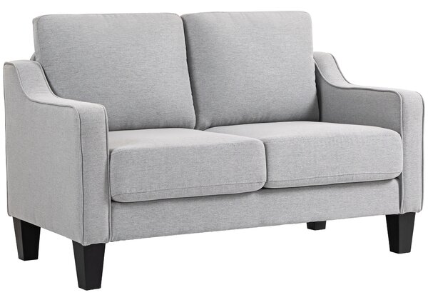 HOMCOM Divano Moderno e Salvaspazio 2 Posti in Tessuto Effetto Lino, 136x77x86 cm, Grigio Chiaro | Aosom Italy