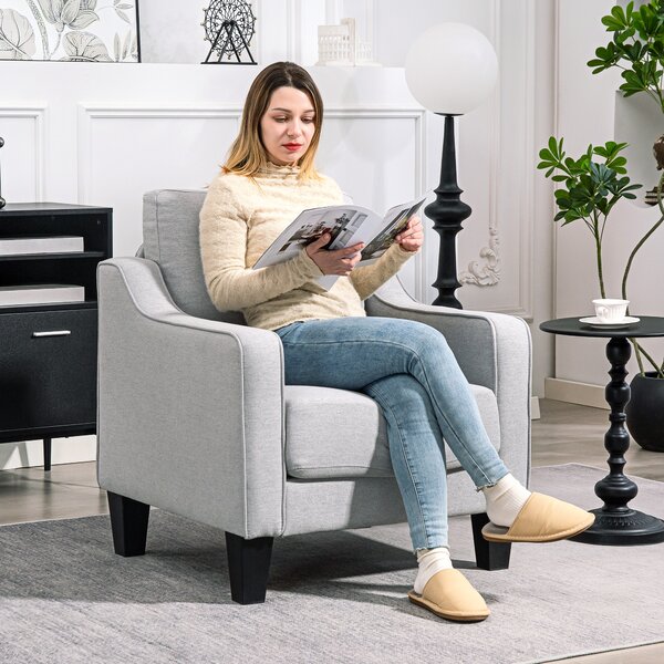 HOMCOM Poltrona Moderna in Tessuto con Imbottitura Spessa e Molle Insacchettate, 77x77x86 cm, Grigio | Aosom Italy