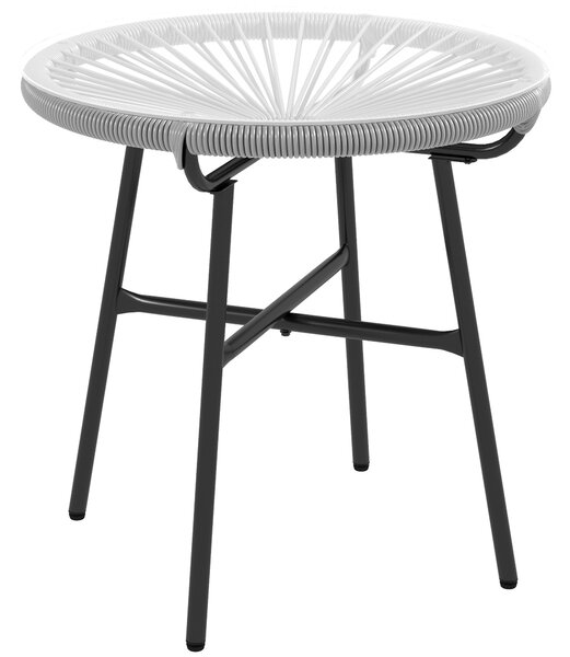 Outsunny Tavolino da Giardino Stile Boho, Tavolino d'Appoggio in PE-Rattan, Vetro Temperato, Resistente alle Intemperie, 50 cm x 50 cm x 50 cm, Grigio | Aosom Italy