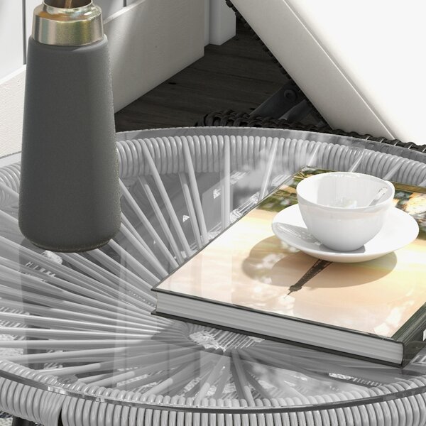 Outsunny Tavolino da Giardino Stile Boho, Tavolino d'Appoggio in PE-Rattan, Vetro Temperato, Resistente alle Intemperie, 50 cm x 50 cm x 50 cm, Grigio | Aosom Italy