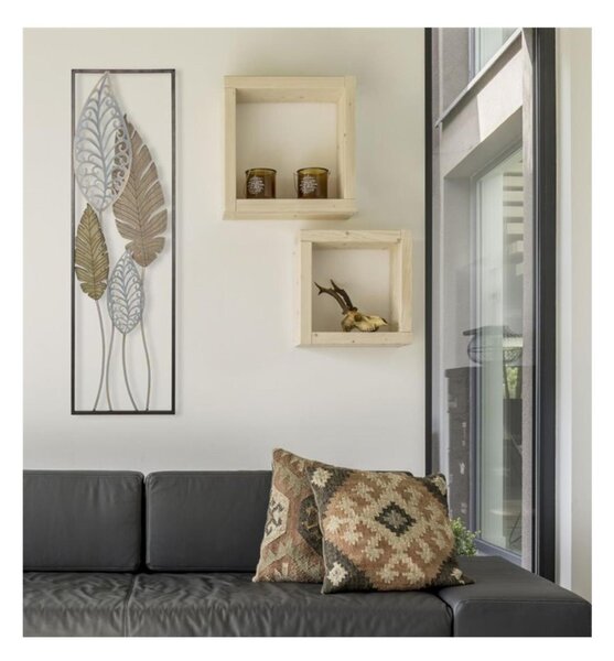 Pannello in ferro e legno foglie-30,5x1,90x h 99 cm oro argento metallo peso 1,3 kg multicolore metallo