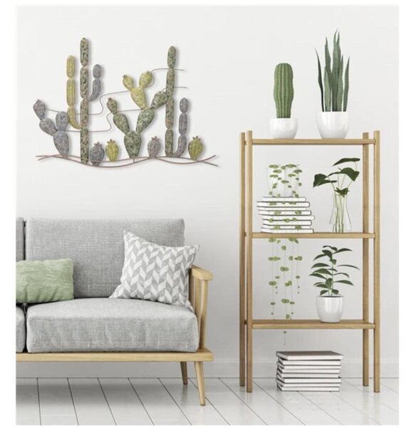 Scultura in metallo in metallo stile industrial CACTUS FRAME Dimensioni 90x2,5x 64 cm - stile Industrial