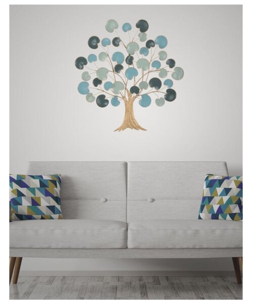 Pannello in metallo a forma di albero, 3D APPLE sono il nuovo trend Dimensioni 80x2,5xh 80 cm forme geometriche per decorare le pareti Light blue