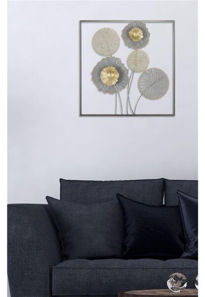 Pannello in metallo con fiori e foglie SQITY, 3D sono il nuovo trend Dimensioni 50x5,5x h 50 cm forme La natura incontra l'arte per decorare le tue pareti