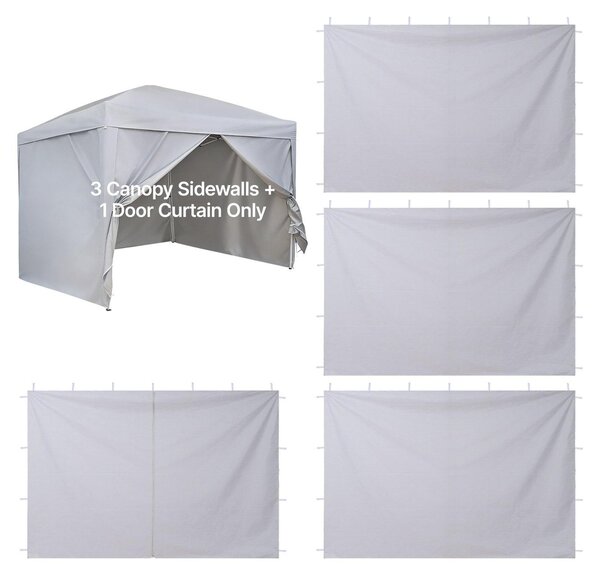 Pareti laterali e teloni laterali per gazebo pieghevole - Set da 4 - Per gazebo 3 x 3 m - Impermeabili - Rivestiti inPoliuretanocon protezione UV e protezione solare - Con porta con cerniera - Bianchi