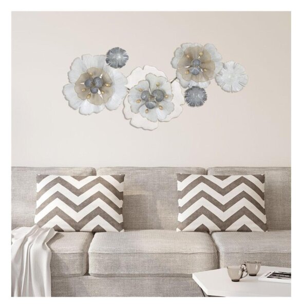 Pannello in metallo con fiori e foglie FLOWERY, 3D sono il nuovo trend Dimensioni 50x5,5x h 50 cm forme La natura incontra l'arte per decorare le tue pareti