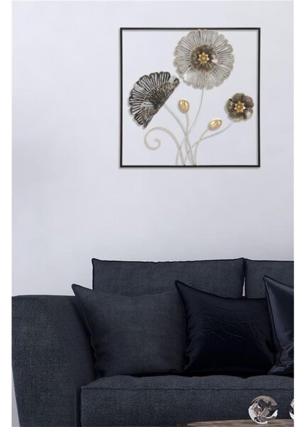 Pannello in metallo con fiori e foglie SQUARE , 3D sono il nuovo trend Dimensioni 50x5,5x h 50 cm forme La natura incontra l'arte per decorare le tue pareti