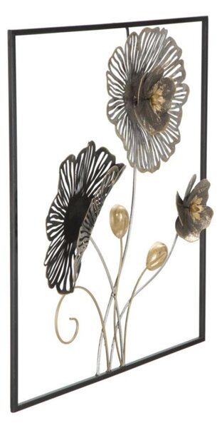 Pannello in metallo con fiori e foglie SQUARE , 3D sono il nuovo trend Dimensioni 50x5,5x h 50 cm forme La natura incontra l'arte per decorare le tue pareti