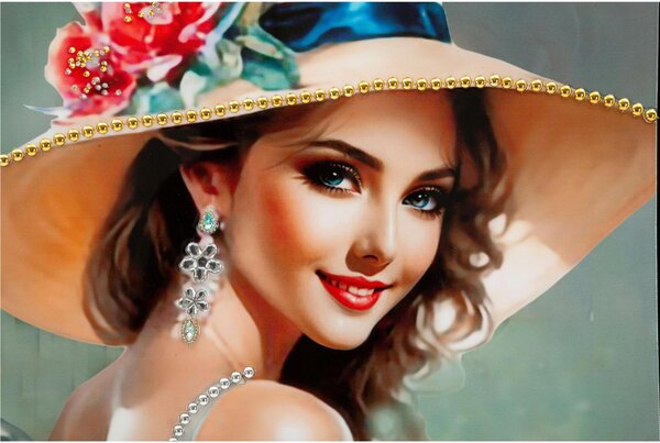 Dipinto su tela laccato con cornice esprime femminilit� e raffinatezza ELEGANT Dimensione 52x4,5x h 152 cm telo in plastica multicolor