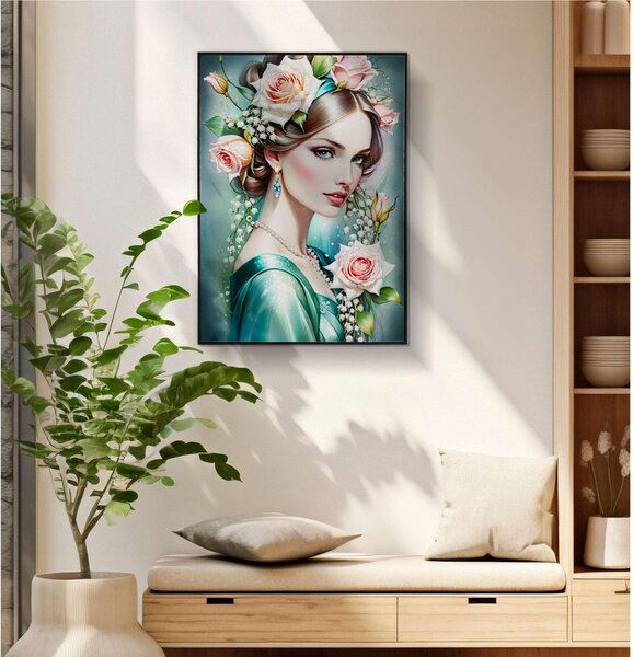 Dipinto su tela completo di telaio in legno e cornice FANTASY Dimensione 72x4x h 102 cm telo in plastica multicolor