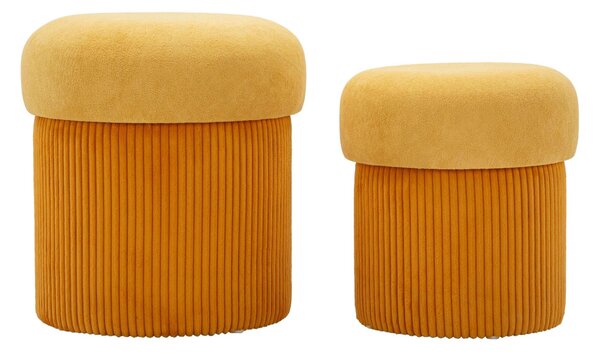 Pouf SET 2 pezzi dal caldo tono Crema uniscono design moderno e funzionalit� Dimensioni 42x44-35x 37cm, Mustard