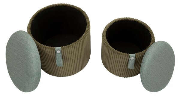 Pouf SET 2 pezzi dal caldo tono verde uniscono design moderno e funzionalit� Dimensioni 35x30-28x24cm, BOLZANO VERDE Green