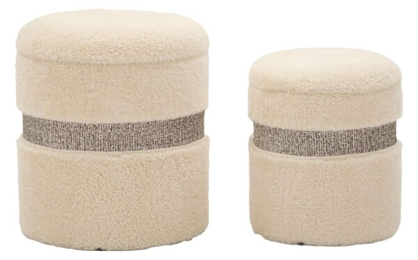 Pouf SET 2 pezzi dal caldo tono Crema uniscono design moderno e funzionalit� Dimensioni 35x30-28x24cm, Crema