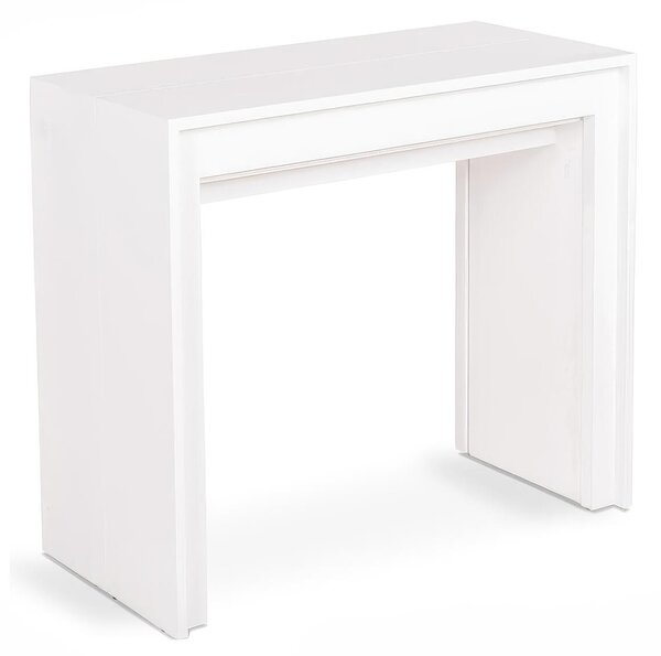 Consolle Allungabile Pinocchio Kitchen & Living 90x42,5 302,5xh76 cm, Bianco, Mdf Laccato e Melaminico