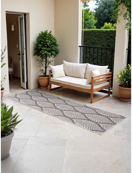 Passatoia da interno ed esterno grigia/avorio 80x250 cm Duet Liora – NORTHRUGS