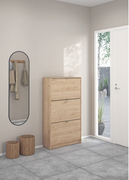 Scarpiera di colore naturale con effetto rovere con ante ribaltabili 70x124x24 cm Shoes – Tvilum