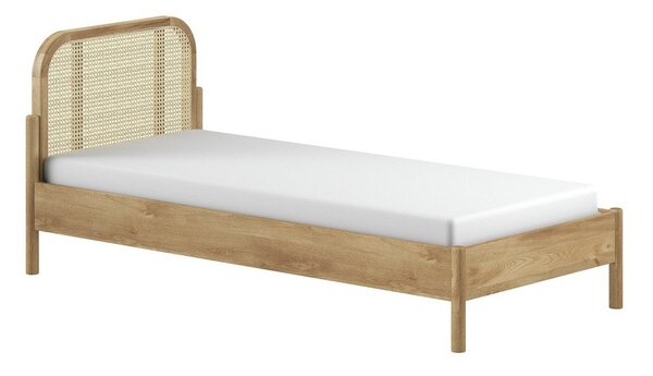 Letto singolo di colore naturale in rovere massiccio con rete inclusa 90x200 cm Olive Rotan – Vipack