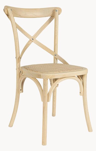Sedia in legno di frassino con seduta in rattan Cross
