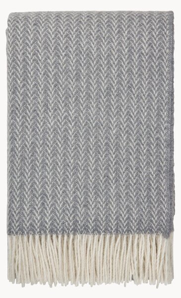 Coperta in lana di pecora neozelandese con motivo a spina di pesce e frange Hope