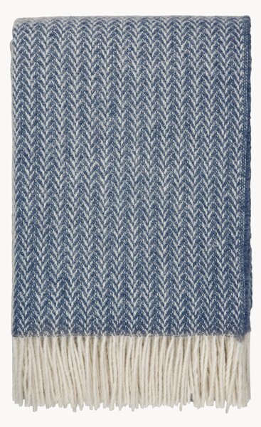 Coperta in lana di pecora neozelandese con motivo a spina di pesce e frange Hope