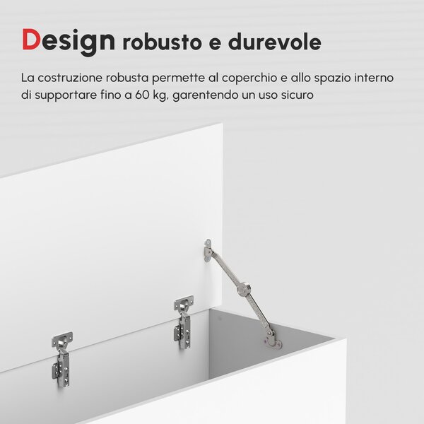 HOMCOM Panca Contenitore Multiuso in Legno Truciolare con Coperchio Apribile, per Camera e Ingresso, 100x40x40cm, Bianco|Aosom