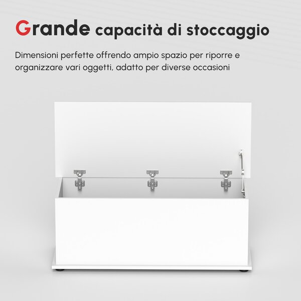 HOMCOM Panca Contenitore Multiuso in Legno Truciolare con Coperchio Apribile, per Camera e Ingresso, 100x40x40cm, Bianco|Aosom