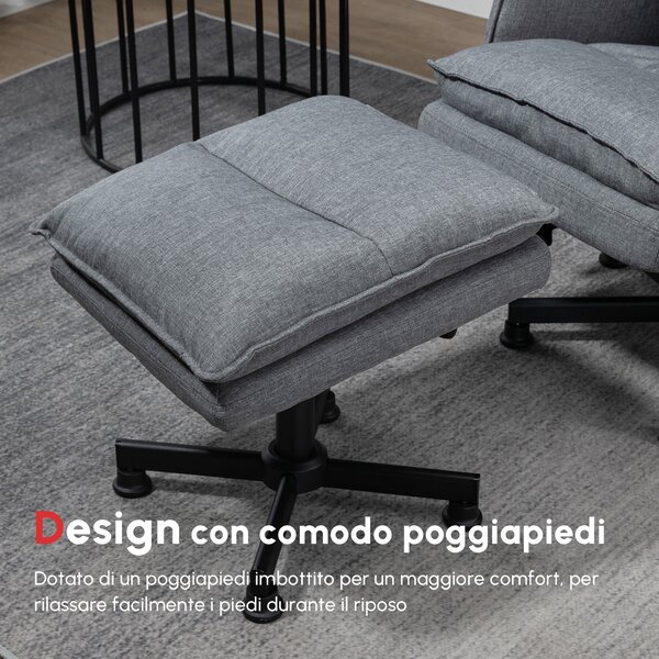 HOMCOM Poltrona Relax Massaggiante con Pouf e Telecomando, 8 Punti Massaggio e 5 Programmi, Grigio|Aosom