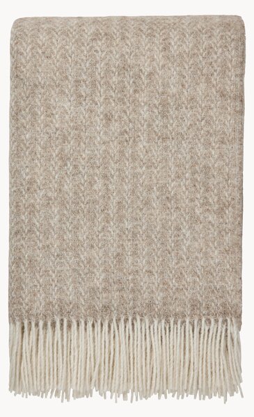 Coperta in lana di pecora neozelandese con motivo a spina di pesce e frange Hope