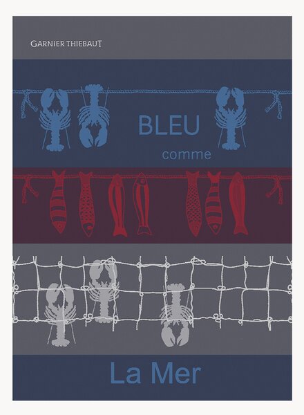 Set di 4 strofinacci jacquard Bleu Comme La Mer Tricolore