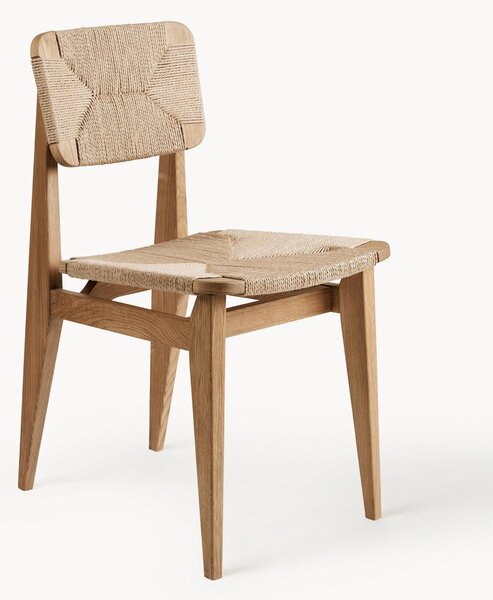 Sedia in legno in legno di quercia con seduta intrecciata C-Chair